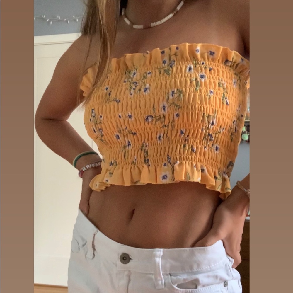 Strapless shirt with Flowers